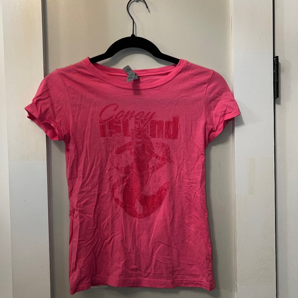 Pink Coney Island Mermaid Shirt, Kids Large